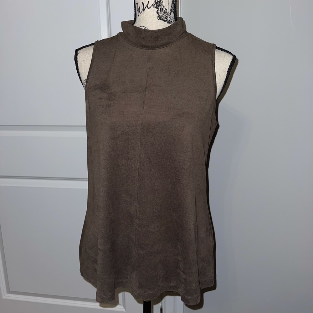 Green Suede Tank Top Blouse